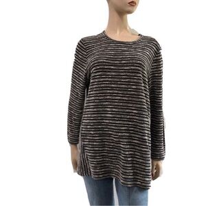 j.jill knit black & white stripes long sleeves sweatshirt